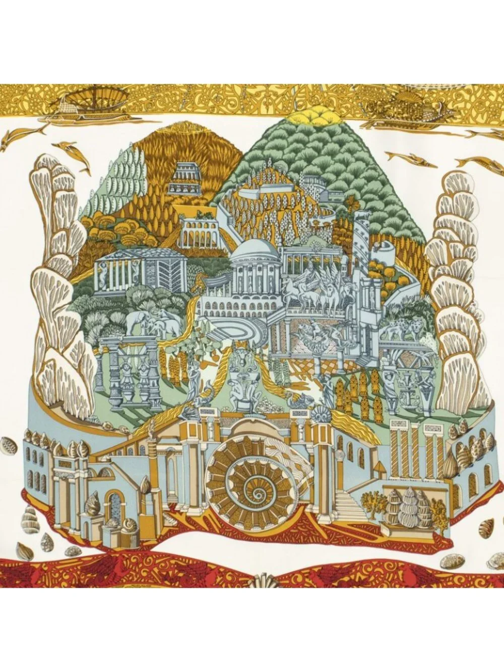 ★SOLD★ Hermes Scarf Navy Red Green Silk - Picture 3 of 5